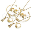Juego de Arete y Dije de Nino 06.210.0021 Oro Laminado, Diseño de Osito y Corazón, con Micro Pave Blanca, Pulido, Tono Dorado