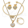 Juego de Arete y Dije de Nino 06.210.0022 Oro Laminado, Diseño de Corazón, con Blanca Micro Pave, Pulido, Tono Dorado