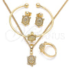 Juego de Arete y Dije de Nino 06.210.0025 Oro Laminado, Diseño de Tortuga, con Blanca Micro Pave, Pulido, Tono Dorado