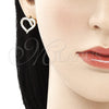 Arete Dormilona 02.210.0440 Oro Laminado, Diseño de Corazón, con Blanca Zirconia Cubica, Pulido, Tono Dorado