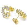 Arete Dormilona 02.210.0441 Oro Laminado, Diseño de Corazón, con Blanca Zirconia Cubica, Pulido, Tono Dorado