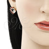 Arete Dormilona 02.210.0441.1 Oro Laminado, Diseño de Corazón, con Granate and Blanca Zirconia Cubica, Pulido, Tono Dorado