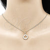 Juego de Arete y Dije de Adulto 10.210.0158 Oro Laminado, Diseño de Corazón, con Blanca Zirconia Cubica, Pulido, Tono Dorado