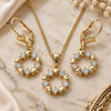 Juego de Arete y Dije de Adulto 10.210.0158 Oro Laminado, Diseño de Corazón, con Zirconia Cubica Blanca, Pulido, Tono Dorado