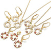 Juego de Arete y Dije de Adulto 10.210.0158 Oro Laminado, Diseño de Corazón, con Blanca Zirconia Cubica, Pulido, Tono Dorado
