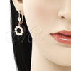 Arete Colgante 02.210.0442 Oro Laminado, Diseño de Corazón, con Blanca Zirconia Cubica, Pulido, Tono Dorado
