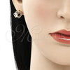Arete Dormilona 02.210.0443.1 Oro Laminado, Diseño de Corazón, con Granate and Blanca Zirconia Cubica, Pulido, Tono Dorado