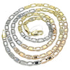 Gargantilla Basica 04.319.0005.24 Oro Laminado, Diseño de Mariner, Pulido, Tres Tonos (04 MM Thickness, 24 Inches Length)