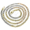 Gargantilla Basica 04.319.0007.24 Oro Laminado, Diseño de Mariner, Diamantado, Tres Tonos (04 MM Thickness, 24 Inches Length)