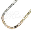 Gargantilla Basica 04.319.0008.24 Oro Laminado, Diseño de Mariner, Diamantado, Tres Tonos (04 MM Thickness, 24 Inches Length)