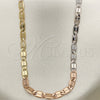Gargantilla Basica 04.319.0008.24 Oro Laminado, Diseño de Mariner, Diamantado, Tres Tonos (04 MM Thickness, 24 Inches Length)
