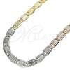 Gargantilla Basica 04.319.0009.24 Oro Laminado, Diseño de Mariner, Diamantado, Tres Tonos (05 MM Thickness, 24 Inches Length)
