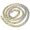 Gargantilla Basica 04.319.0009.24 Oro Laminado, Diseño de Mariner, Diamantado, Tres Tonos (05 MM Thickness, 24 Inches Length)