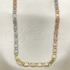 Gargantilla Basica 04.319.0009.24 Oro Laminado, Diseño de Mariner, Diamantado, Tres Tonos (05 MM Thickness, 24 Inches Length)