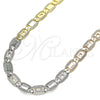 Gargantilla Basica 04.319.0011.24 Oro Laminado, Diseño de Pave Mariner, Pulido, Tono Dorado (05 MM Thickness, 24 Inches Length)
