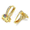 Argolla Huggie 02.213.0176.15 Oro Laminado, Diseño de Elefante, con Multicolor Micro Pave, Pulido, Tono Dorado