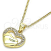 Collares con Dije 04.156.0340.20 Oro Laminado, Diseño de Corazón, con Blanca Micro Pave, Pulido, Tono Dorado (20 Inches Length)