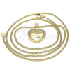 Collares con Dije 04.156.0340.20 Oro Laminado, Diseño de Corazón, con Blanca Micro Pave, Pulido, Tono Dorado (20 Inches Length)