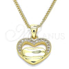 Collares con Dije 04.156.0340.20 Oro Laminado, Diseño de Corazón, con Blanca Micro Pave, Pulido, Tono Dorado (20 Inches Length)