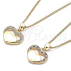 Collares con Dije 04.156.0340.20 Oro Laminado, Diseño de Corazón, con Blanca Micro Pave, Pulido, Tono Dorado (20 Inches Length)