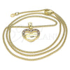 Collares con Dije 04.156.0340.1.20 Oro Laminado, Diseño de Corazón, con Granate and Blanca Micro Pave, Pulido, Tono Dorado (20 Inches Length)