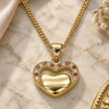 Collares con Dije 04.156.0340.1.20 Oro Laminado, Diseño de Corazón, con Micro Pave Granate y Blanca, Pulido, Tono Dorado (20 Pulgadas de Largo)
