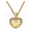 Collares con Dije 04.156.0340.1.20 Oro Laminado, Diseño de Corazón, con Granate and Blanca Micro Pave, Pulido, Tono Dorado (20 Inches Length)
