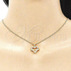 Juego de Arete y Dije de Adulto 10.156.0280.1 Oro Laminado, Diseño de Corazón, con Granate and Blanca Micro Pave, Pulido, Tono Dorado