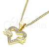 Collares con Dije 04.156.0341.20 Oro Laminado, Diseño de Corazón, con Blanca Micro Pave, Pulido, Tono Dorado (20 Inches Length)