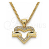 Collares con Dije 04.156.0341.20 Oro Laminado, Diseño de Corazón, con Blanca Micro Pave, Pulido, Tono Dorado (20 Inches Length)