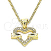 Collares con Dije 04.156.0341.20 Oro Laminado, Diseño de Corazón, con Blanca Micro Pave, Pulido, Tono Dorado (20 Inches Length)