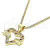 Collares con Dije 04.156.0341.1.20 Oro Laminado, Diseño de Corazón, con Granate and Blanca Micro Pave, Pulido, Tono Dorado (20 Inches Length)