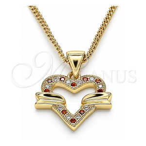 Collares con Dije 04.156.0341.1.20 Oro Laminado, Diseño de Corazón, con Granate and Blanca Micro Pave, Pulido, Tono Dorado (20 Inches Length)