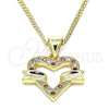 Collares con Dije 04.156.0341.1.20 Oro Laminado, Diseño de Corazón, con Granate and Blanca Micro Pave, Pulido, Tono Dorado (20 Inches Length)