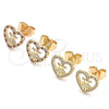 Arete Dormilona 02.156.0331.1 Oro Laminado, Diseño de Corazón y Niñita Pequeña, con Granate and Blanca Micro Pave, Pulido, Tono Dorado
