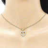 Collares con Dije 04.156.0342.20 Oro Laminado, Diseño de Corazón y Niñita Pequeña, con Blanca Micro Pave, Pulido, Tono Dorado (20 Inches Length)