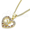 Collares con Dije 04.156.0342.1.20 Oro Laminado, Diseño de Corazón y Niñita Pequeña, con Granate and Blanca Micro Pave, Pulido, Tono Dorado (20 Inches Length)