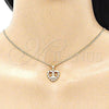 Juego de Arete y Dije de Adulto 10.156.0218.2 Oro Laminado, Diseño de Corazón y Niñita Pequeña, con Granate and Blanca Micro Pave, Pulido, Tono Dorado