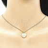 Collares con Dije 04.156.0343.20 Oro Laminado, Diseño de Corazón, con Blanca Micro Pave, Pulido, Tono Dorado (20 Inches Length)