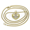 Collares con Dije 04.156.0343.20 Oro Laminado, Diseño de Corazón, con Blanca Micro Pave, Pulido, Tono Dorado (20 Inches Length)