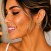 Arete Dormilona 02.156.0388.1 Oro Laminado, Diseño de Corazón, con Granate and Blanca Micro Pave, Pulido, Tono Dorado