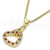 Collares con Dije 04.156.0344.1.20 Oro Laminado, Diseño de Corazón, con Granate and Blanca Micro Pave, Pulido, Tono Dorado (20 Inches Length)