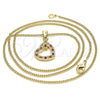 Collares con Dije 04.156.0344.1.20 Oro Laminado, Diseño de Corazón, con Granate and Blanca Micro Pave, Pulido, Tono Dorado (20 Inches Length)