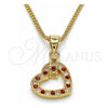 Collares con Dije 04.156.0344.1.20 Oro Laminado, Diseño de Corazón, con Granate and Blanca Micro Pave, Pulido, Tono Dorado (20 Inches Length)