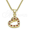 Collares con Dije 04.156.0344.1.20 Oro Laminado, Diseño de Corazón, con Granate and Blanca Micro Pave, Pulido, Tono Dorado (20 Inches Length)