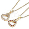 Collares con Dije 04.156.0344.1.20 Oro Laminado, Diseño de Corazón, con Granate and Blanca Micro Pave, Pulido, Tono Dorado (20 Inches Length)