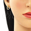 Juego de Arete y Dije de Adulto 10.156.0281.1 Oro Laminado, Diseño de Corazón, con Granate and Blanca Micro Pave, Pulido, Tono Dorado