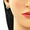 Juego de Arete y Dije de Adulto 10.156.0282.1 Oro Laminado, Diseño de Corazón y Amor, con Granate and Blanca Micro Pave, Pulido, Tono Dorado