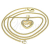 Collares con Dije 04.156.0345.20 Oro Laminado, Diseño de Corazón y Amor, con Blanca Micro Pave, Pulido, Tono Dorado (20 Inches Length)