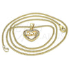 Collares con Dije 04.156.0345.1.20 Oro Laminado, Diseño de Corazón y Amor, con Granate and Blanca Micro Pave, Pulido, Tono Dorado (20 Inches Length)